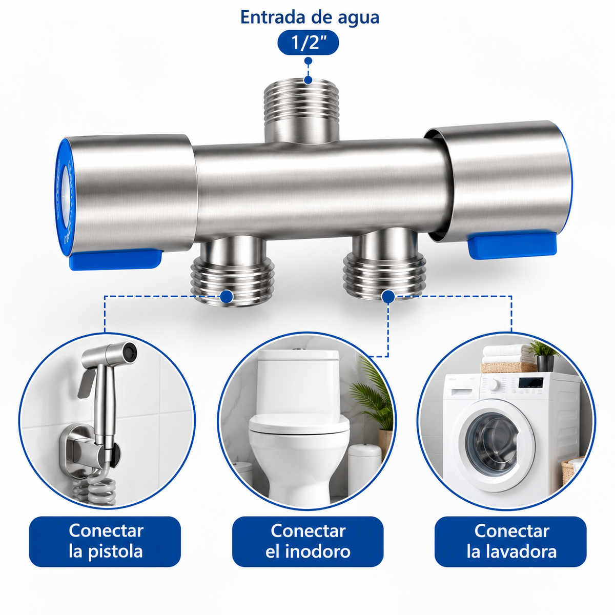 Llave de doble salida y piezas de la ducha higiénica Higienix Pro